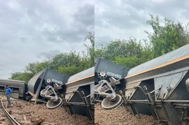 Descarriloacute un tren de cargas en El Charco- siete vagones volcaron al costado de las viacuteas
