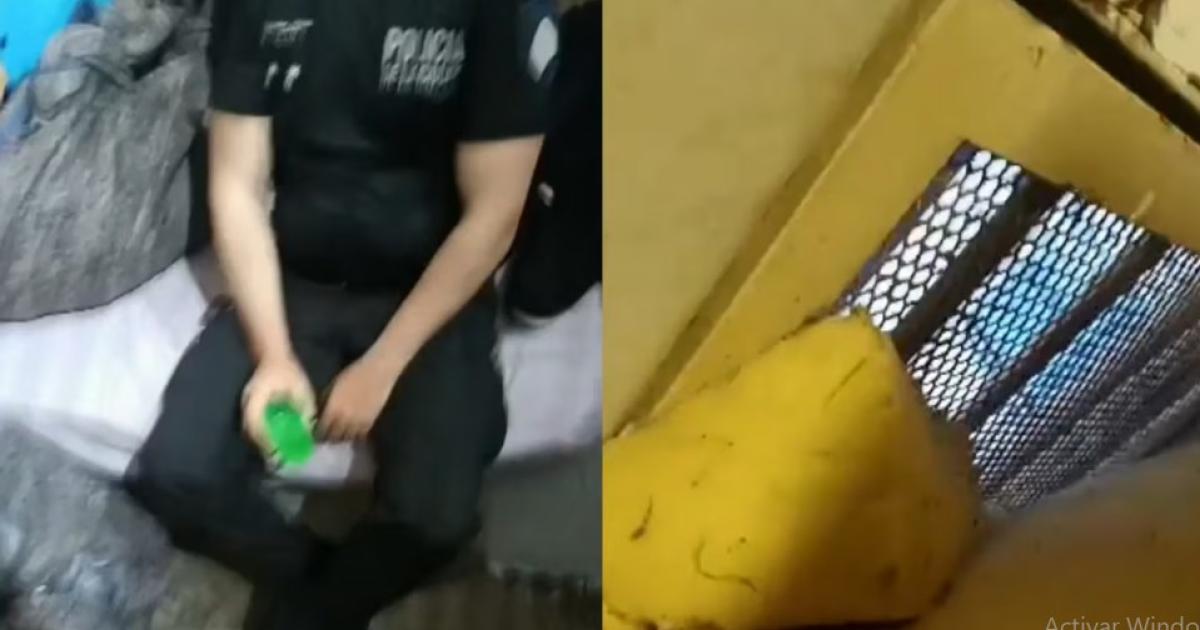 Los presos grabaron la celda donde tienen como rehén a un policía (Foto- Captura TN)