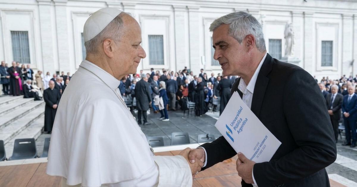 Franco Bartolacci con el Papa León XIV