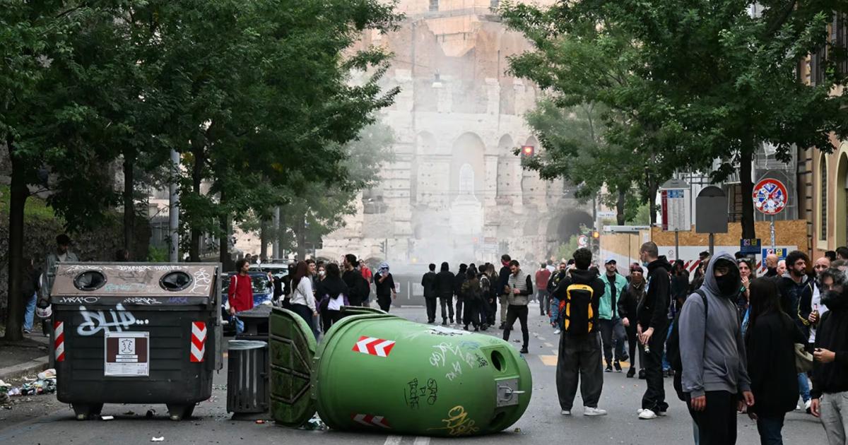 Violentas protestas en Italia contra el gobierno de Meloni