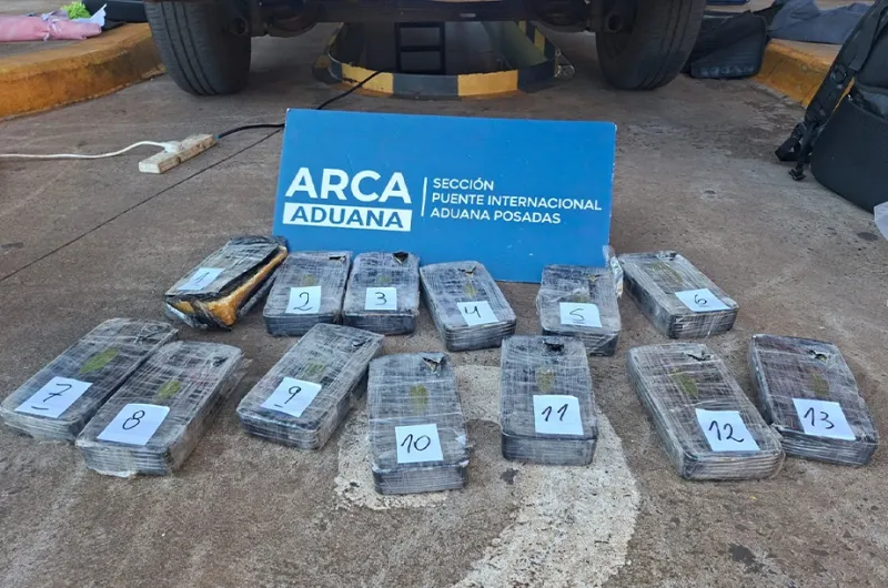 Intentó ingresar más de 13 kilos de cocaína desde Paraguay ocultos en su auto y quedó detenido